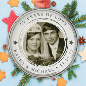 パーソナライズされた結婚記念写真 メタルオーナメント