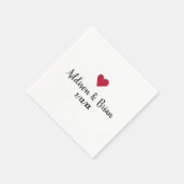 パーソナライズされた結婚赤いハート スタンダードカクテルナプキン (角)