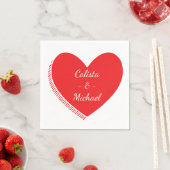 パーソナライズされた結婚赤と白パーティー スタンダードカクテルナプキン (インサイチュ)