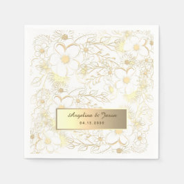 パーソナライズされた結婚金ゴールド スタンダードカクテルナプキン