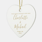 パーソナライズされた結婚1周年記念金ゴールド セラミックオーナメント (左)