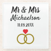 パーソナライズされた結婚 ガラスコースター (正面)