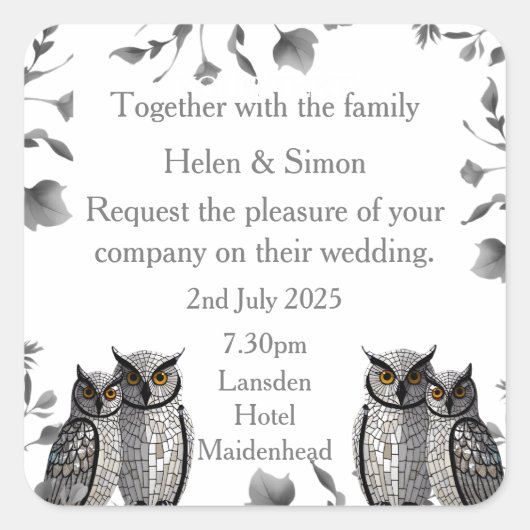 パーソナライズされた結婚 スクエアシール (正面)