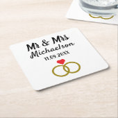 パーソナライズされた結婚 スクエアペーパーコースター (アングル)