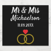 パーソナライズされた結婚 スパークリングワインラベル (シングルラベル)