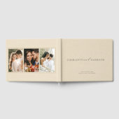 パーソナライズされた結婚Photo Creamフェイク Linen ゲストブック (全面)