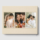 パーソナライズされた結婚Photo Creamフェイク Linen ゲストブック (裏面)