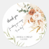 パーソナライズされた結婚Thanks Round Sticker ラウンドシール (正面)