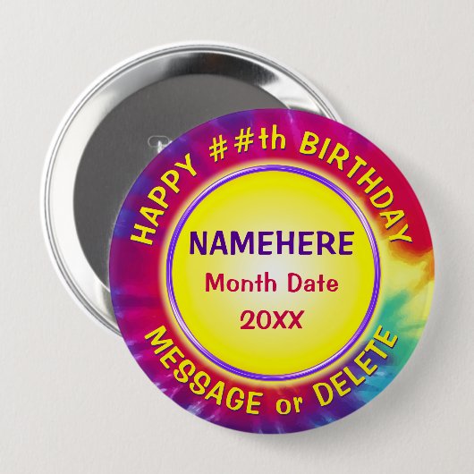 パーソナライズされた絞り染めパーティ子供への好意 缶バッジ (正面&裏面)