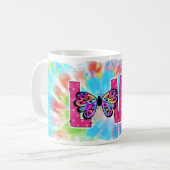 パーソナライズされた絞り染めラブデザインコーヒーマグカップ コーヒーマグカップ (正面左)