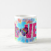パーソナライズされた絞り染めラブデザインコーヒーマグカップ コーヒーマグカップ (中央)