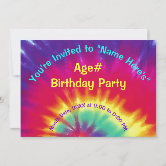 パーソナライズされた絞り染め招待状,誕生日 招待状 (正面)