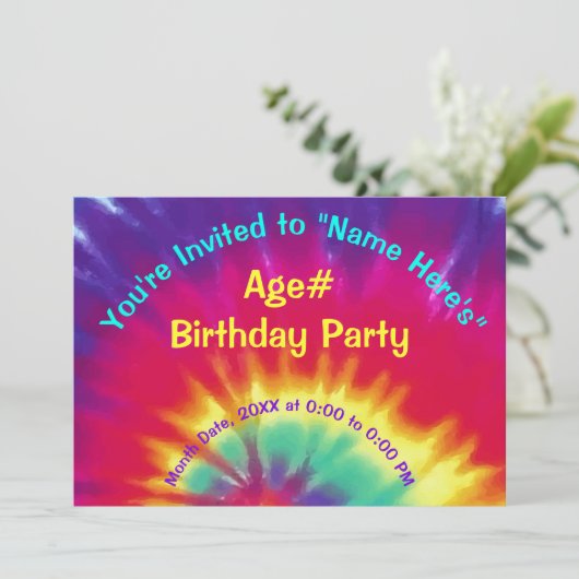 パーソナライズされた絞り染め招待状,誕生日 招待状 (スタンド正面)