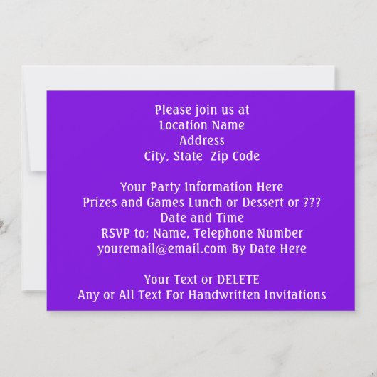 パーソナライズされた絞り染め招待状,誕生日 招待状 (裏面)