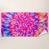 パーソナライズされた絞り染め ビーチタオル (正面)