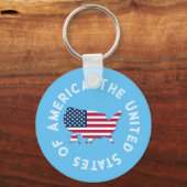 パーソナライズされた統一された州マップフラグ赤白青 キーホルダー (正面)