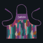 パーソナライズされた絵を描筆の子紫色の子の芸術 エプロン<br><div class="desc">おもしろいとフェスティバル、ブラシ色彩の鮮やかックデザイン。思い出に残せ！このアイテムは、名前、モノグラム、またはその他のメッセージでカスタマイズできる。子供素晴らしの芸術の煙として</div>