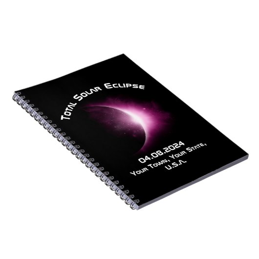 パーソナライズされた総太陽の日食2024旅行日記 ノートブック (右側)