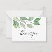 パーソナライズされた緑ありがとう ノートカード (正面)