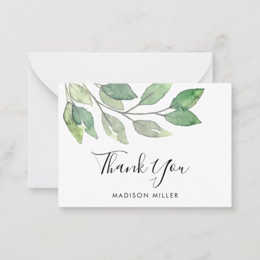 パーソナライズされた緑ありがとう ノートカード (正面)