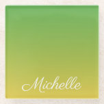 パーソナライズされた緑と黄グラデーション色 ガラスコースター<br><div class="desc">パーソナライズされた緑と黄グラデーション色</div>