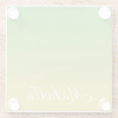 パーソナライズされた緑と黄グラデーション色 ガラスコースター (裏面)