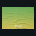 パーソナライズされた緑と黄グラデーション色 キッチンタオル<br><div class="desc">パーソナライズされた緑と黄グラデーション色</div>