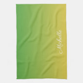 パーソナライズされた緑と黄グラデーション色 キッチンタオル (縦)