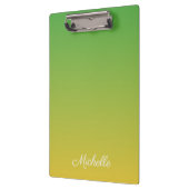 パーソナライズされた緑と黄グラデーション色 クリップボード (左)