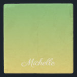 パーソナライズされた緑と黄グラデーション色 ストーンコースター<br><div class="desc">パーソナライズされた緑と黄グラデーション色</div>