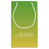 パーソナライズされた緑と黄グラデーション色 スモールペーパーバッグ (裏面)