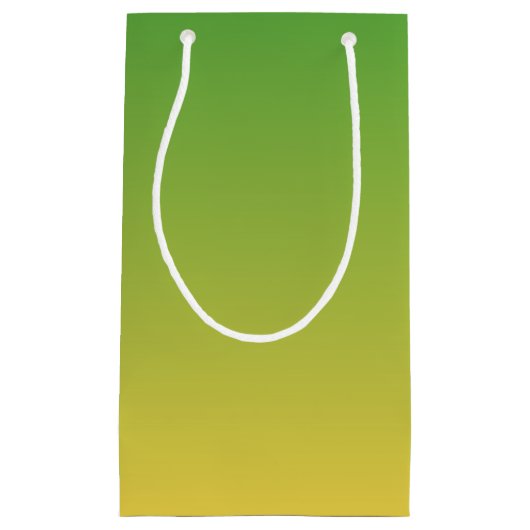 パーソナライズされた緑と黄グラデーション色 スモールペーパーバッグ (正面)