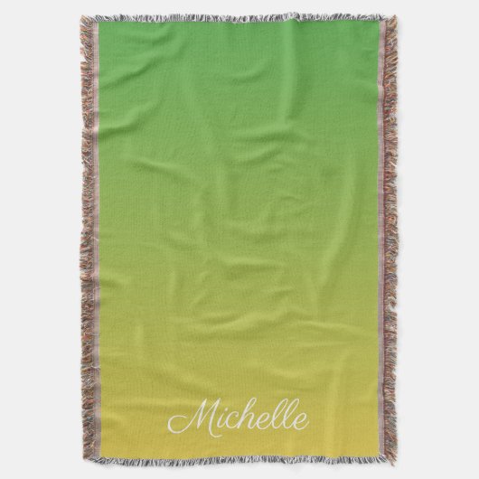 パーソナライズされた緑と黄グラデーション色 スローブランケット (正面縦)