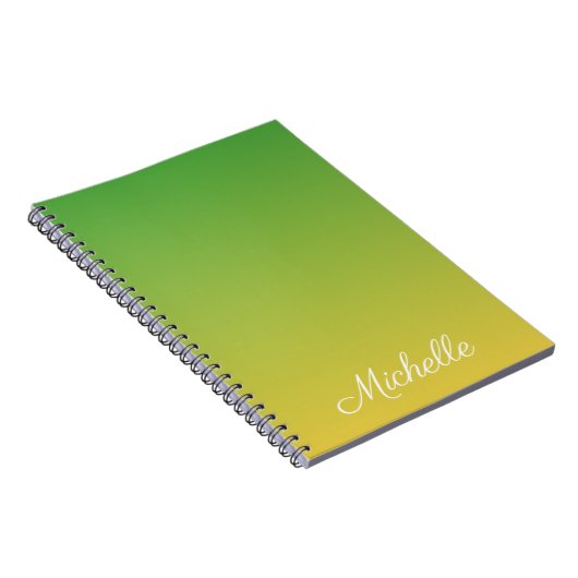 パーソナライズされた緑と黄グラデーション色 ノートブック (右側)