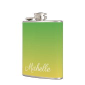 パーソナライズされた緑と黄グラデーション色 フラスク (左)