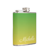 パーソナライズされた緑と黄グラデーション色 フラスク (右)