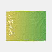 パーソナライズされた緑と黄グラデーション色 フリースブランケット (正面(横))