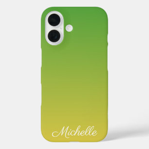 パーソナライズされた緑と黄グラデーション色 iPhone 16ケース
