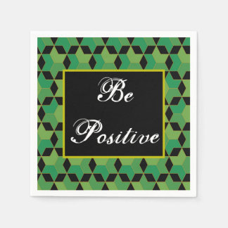 パーソナライズされた緑と黒の幾何パターン(の模様が)ある品 スタンダードカクテルナプキン