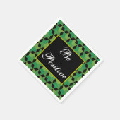 パーソナライズされた緑と黒の幾何パターン（の模様が）ある品 スタンダードカクテルナプキン (角)