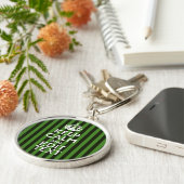 パーソナライズされた緑のストライプ保 キーホルダー (側面)