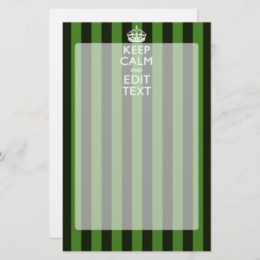 パーソナライズされた緑のストライプ保 便箋 (正面/裏面)