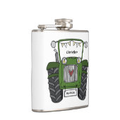 パーソナライズされた緑のトラクターカントリーウェディングギフト フラスク (右)