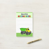 パーソナライズされた緑のトラック ミツヴァ ポストイット (デスク上)