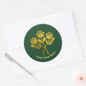 パーソナライズされた緑のフェイク金ゴールドフローラバラ ラウンドシール (封筒)