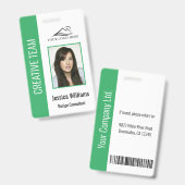 パーソナライズされた緑の企業社員セキュリティID バッジ (正面＆裏面)
