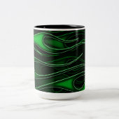 パーソナライズされた緑の炎 ツートーンマグカップ (中央)
