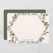 パーソナライズされた緑の葉文具エレガント品 ノートカード (正面/裏面)