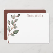 パーソナライズされた緑の葉文具素朴品 ノートカード (正面/裏面)