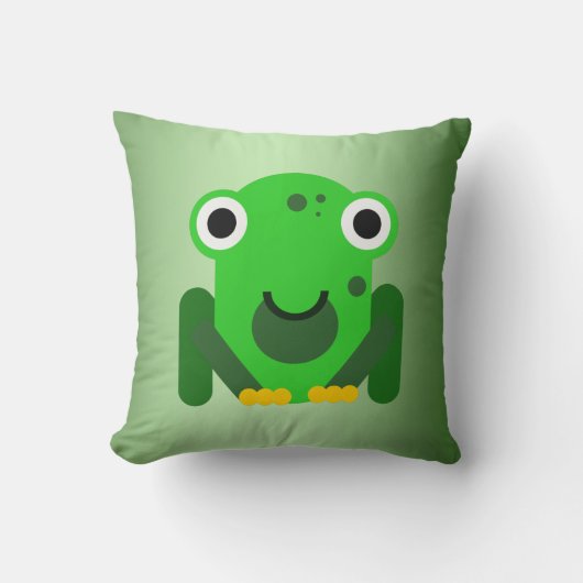 パーソナライズされた緑の蛙 クッション (正面)